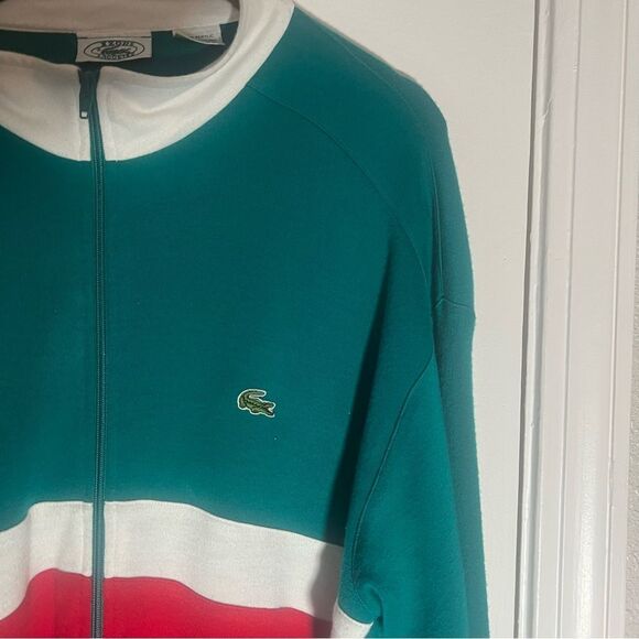 Vintage 80’s Izod Lacoste Green Acrylic Track Jacket XL Full Zip - Picture 2 of 14